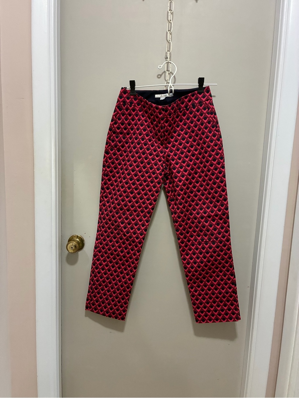 Boden Red and Black Geometric Cropped Pants